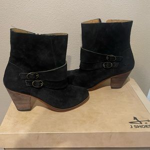 J.Shoes - Woman’s via contact suede boots, size 7. Stacked wood heel 2.5in high